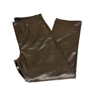 GAP Cheeky Straight‎ Sky High Rise Vegan Leather Pants 31 12R Black Moto Biker